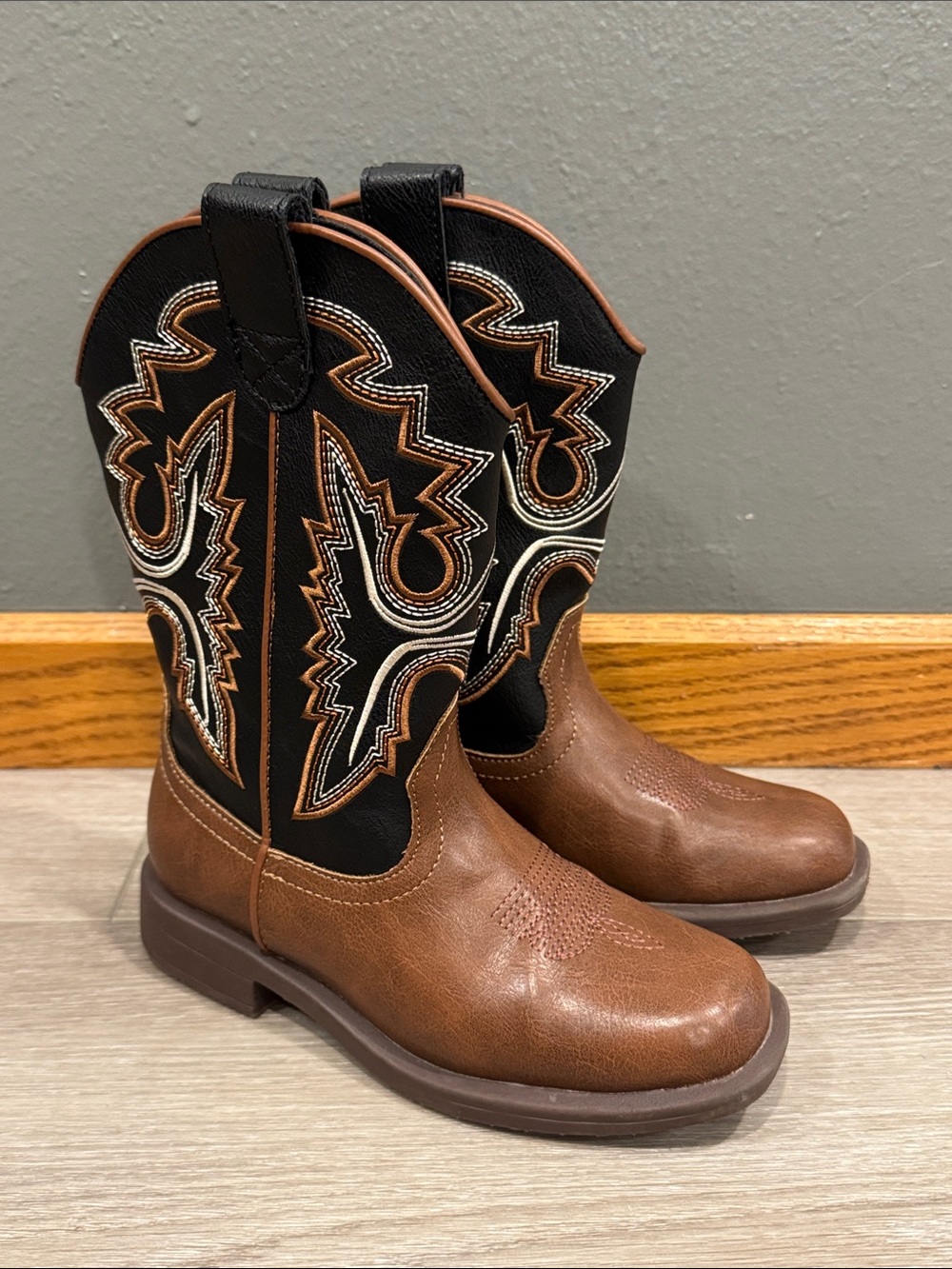 Kids Brown and Black Western Cowboy Boots